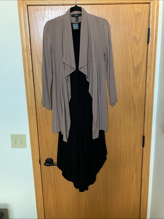 Olivia Rae Dresses & Skirts - Olivia Rae Taupe Drape Front Maxi Dress with Black Skirt